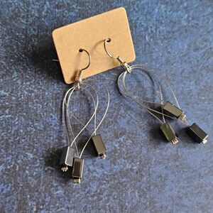 Elegant Black and Silver Dangle Earrings